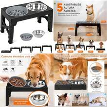 Cuencos Elevados para Perros ,Comedero Elevado de 5 Alturas Ajustable, Comedero Elevado para Mascotas con ón de Alimentación Lenta(default) - 2L - Ver 1
