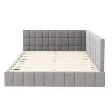 Upholstered Sofa Bed 140*200 Multifunctional Bed With Slatted Base Made Of Gray Velvet Fabric That Does Not Irritate The Skin - Gray + Upholstered + 160cm*200cm - View 4