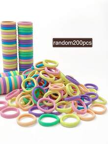 50/100/200/300/400/500条装可爱高弹加厚发圈，马卡龙色，时尚简约风格，适合日常使用，女士发饰，推荐新年礼物，马尾辫发圈，发绳，橡皮筋头饰弹力发圈 - 彩色 - 查看 8