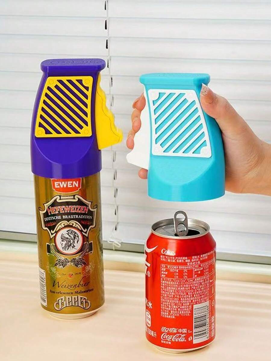 1pc Easy Can Opener, New Ergonomic Bottle Opener Protects Nails, One-Touch Can Lid Opener - Multicolor - View 1