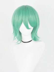 男女通用角色扮演短款反卷波波头，带刘海，蓬松波浪动漫风格，16英寸耐热合成纤维假发，角色扮演精灵短发，动漫发型 | 精灵短假发 - 彩色 - 查看 29