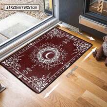 1Pc Large Mystical Moon & Golden Crescent Floral Area Rugs, Celestial Black With Golden Accents,Non-Slip Backing, Lightweight, Durable Polyester, Machine Washable, Easy To Clean, Soft Felt Back, Rug For Living Room, Bedroom Or Office, Sofa, Coffee Table, Kitchen, Bathroom, Balcony, Entrance Carpet, Apartment, Dormitory, Porch, Patio, Farmhouse Decor, Halloween, Fall Decor, Dark Academia Style, Indoor Use, Rugs For Living Room, Low Pile Carpet - Phong cách 2 - Xem 8