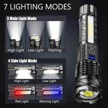 1/2pcs Handheld LED Flashlight, USB Rechargeable ABS Work Light With COB Side Light, XP50 High Power LED, 5 Modes, Emergency Lighting, For Fishing, Repair, Hiking