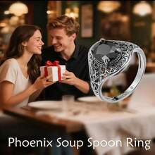 خاتم حجر كريم أسود محفور بطراز بوهيمي قديم، مجوهرات فضية متآكلة، تصميم فريد مخصص