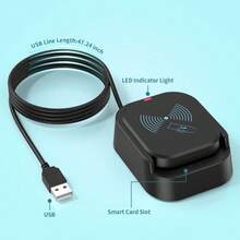2-In-1 Plug & Play USB Smart Card Reader/NFC Reader-Writer With SD Card Slot, Compatible With Multiple Systems (//Linux), Compact IC Card Writer For PC, Supports SIM Card/RFID Card/ID Card, Easy Installation, RFID Reader, Card Reader, Credit/Debit Card Reader - Black - View 7