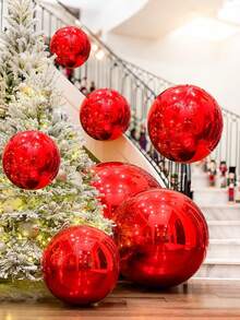 1/3/6pcs 10"/18"/22"/32"/70" Red 4D Effect Foil Balloons, Holographic Round Foil Balloons, Floatable, Helium Filled, Suitable For Birthday Party, Bachelor Party, Engagement, Wedding, Valentine's Day, New Year, Anniversary Celebration Decor - Red - View 3