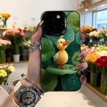 Cubierta de teléfono con diseño de pato bebé sobre hojas de loto verde funda para protector de pantalla con estampado de animales para mujeres accesorios de moda para teléfonos móviles estilo elegante y divertido ideal para uso diario y regalos Aplicable a los teléfonos de la serie Apple y Galaxy - Negro - Ver 2