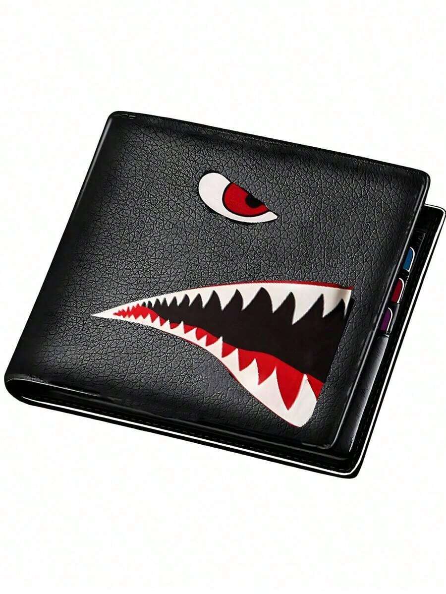 Teen Boys Cool Wallet Funny Wallets Men's Short Wallet Money Clip Pu Leather Horizontal Wallet Coin Purse Credit Id Card Cash Holder Black Blocking Cute Kawaii Aesthetic Wallets With Coin Pocket Id Window For Teen Boy Male Youth Guys Men Teenager Suitable For Teen Summer Casual Outdoor Athletic Or Vacation Travel Or Graduation Gifts Or Birthday Dress Accessories Formal/Business Formal Valentine's Day Ideas - Black - View 1