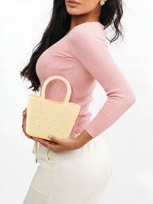 Women's Tote Bag, Cute Small Silicone Design Handbag With Double Handles For Christmas And Thanksgiving Gifts - 米色 - 查看 2