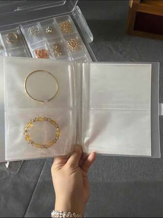 84格/160格透明塑料首饰收纳袋，防尘抗氧化，适用于项链、手链、戒指、耳环等首饰的收纳。（内置PVC首饰袋不属于本产品类别。）