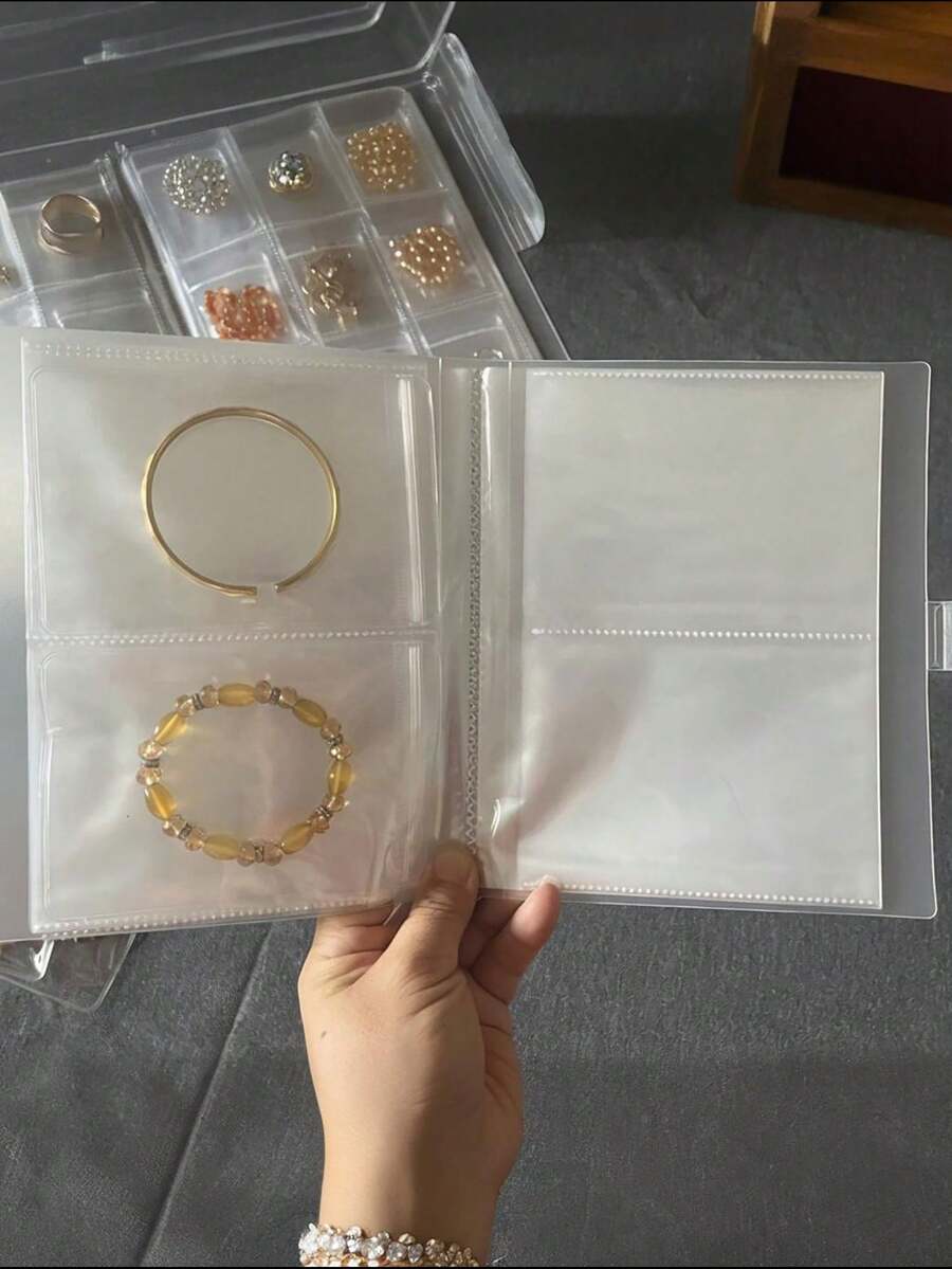 84-Compartment/160-Compartment Transparent Plastic Jewelry Storage Bag, Dustproof And Oxidation-Resistant Jewelry Packaging Bag, Necklace, Bracelet, Ring, And Earring Storage Bag.(The Built-In PVC Jewelry Pouch Is Not Considered Part Of The Product Category.)