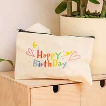 5/10/20/50 pièces Sacs en tissu vierges DIY, Trousse de maquillage, Trousse à crayons portable, Sac à cosmétiques à rouge à lèvres, Organisateur de toilette mode personnalisé, Porte-documents multi-usages, Porte-crayon, Porte-monnaie - Beige - Voir 2