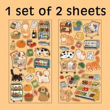 2 szt./opakowanie naklejek z kotami, urocze naklejki ze zwierzętami, naklejki do scrapbookingu DIY, odpowiednie do dzienników, rękodzieła, etui na telefony, notatników, dekoracji toreb - Wielokolorowe - Zobacz 16
