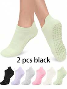 6 双女士彩色瑜伽袜，带抓地力和脚踝袖口，透气短款瑜伽/舞蹈袜，适合运动、芭蕾、瑜伽，2/6/10/12/20/30 双装可选 - 彩色 - 查看 8