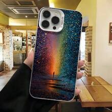 Cubierta de telefono con diseño de arco iris y estrellas azul oscuro para iPhone 14 Pro Max funda protectora con impresion de paisaje misticos ideal para uso diario en cafes y salas de estar - Blanco - Ver 7