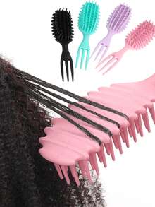 Hair brushes-EU+UK Lược uốn tóc cán 3 ngạnh, thích hợp cho tóc xoăn kiểu châu Phi khi ướt và khô, có thể massage da đầu, giảm xơ rối và gãy rụng, dễ cầm nắm và vệ sinh. - Nhiều màu - Xem 4
