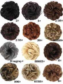 Multicolor Messy Bun Hair Pieces Wavy Curly Hair Pieces Synthetic Bun Ponytail Hair Extensions Thick Bun Hair Pieces Women 8 Inch ,Hair Elastics ,Hair Rubber Bands ,Scrunchies ,Hair Rope ,Elastic Hair Tie Head Accessories - Multicolor - View 10