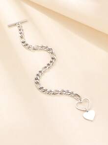 Minimalist Elegant Heart Shaped Stainless Steel Pendant, Gift For Women - Bracelet - View 7