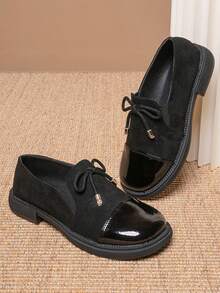 Mocasines planos casuales, zapatos cómodos de moda con empeine alto y de fácil puesta - Negro - Ver 5