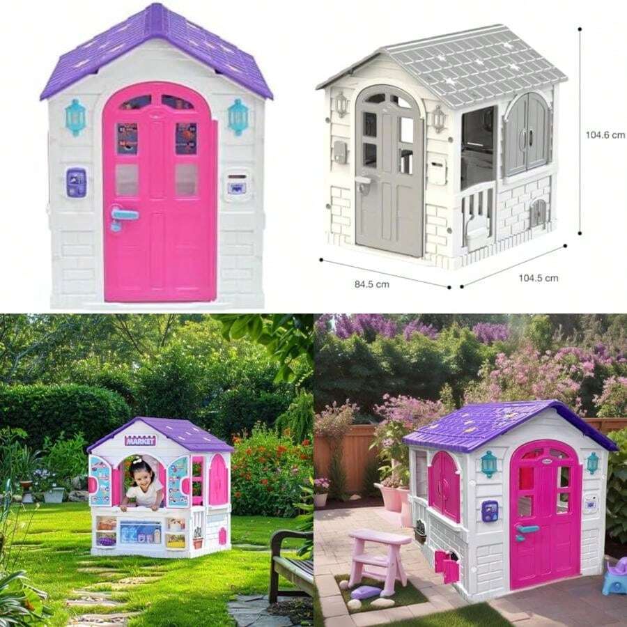 Prinsel | Casita Infantil de Juegos | Casita y Supermercado para Niñas | Play House 2 en 1 | Rosa | De 2 a 6 Años, Espaciosa, Timbre con Luz y Sonido, Accesorios | Artículos para Niños(default) - Multicolor - Ver 1