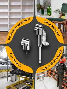 Bộ chuyển đổi mũi khoan góc vuông 105 độ, trục nối dài mũi khoan góc vuông, bộ chuyển đổi đầu tuýp cho tua vít điện, thanh nối dài chuôi lục giác, dụng cụ đa năng cho góc hẹp. - Nhiều màu - Xem 8
