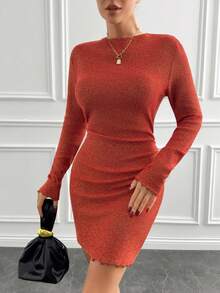 SHIMMER STRETCHY  RED DRESS - Red - View 2