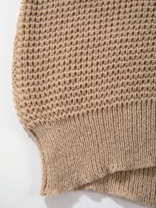Men's Casual Loose Commuting Simple Solid Color Versatile Open Front Turndown Collar Long Sleeve Knit Cardigan Sweater, Suitable For Autumn And Winter Back To School - Khaki - View 10