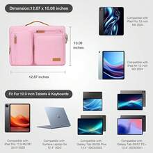 MOSISO 12.9 Inch Tablet Sleeve Case For IPad Pro 13 M4 & IPad Air 13 M3 M2, IPad Pro 12.9 M2 M1 6/5th With Magic Keyboard&Smart Keyboard Folio, Side Open Carrying Bag With 4 Zipper Pockets, Pink,12.9inch,Pink - 粉紅色的 - 查看 3
