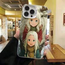Cubierta de telefono con diseño de anime para iPhone 14 Pro Max en color negro con impresion de personajes de cabello blanco y texto 3D COOL adecuada para uso diario en cafeterias y salones - Blanco - Ver 2