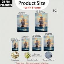 Pintura al óleo de velero náutico - Pintura decorativa con tema oceánico seleccionado, enmarcada con lienzo circundante, presentando un estilo náutico clásico de velero, adecuada para dormitorio, oficina y otros espacios - Pintura decorativa de paisaje marino vintage - transparente - Ver 2