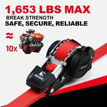 EZARC Heavy Duty 1"X10' (25mm X 3m) Retractable Ratchet Tie-Down Straps, Effortless Tightening, Anti-Snap, Professional Grade,  Use, Husband/Father Gift Giving, - 1 - View 2