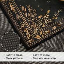 1Pc Large Mystical Moon & Golden Crescent Floral Area Rugs, Celestial Black With Golden Accents,Non-Slip Backing, Lightweight, Durable Polyester, Machine Washable, Easy To Clean, Soft Felt Back, Rug For Living Room, Bedroom Or Office, Sofa, Coffee Table, Kitchen, Bathroom, Balcony, Entrance Carpet, Apartment, Dormitory, Porch, Patio, Farmhouse Decor, Halloween, Fall Decor, Dark Academia Style, Indoor Use, Rugs For Living Room, Low Pile Carpet - 樣式 8 - 查看 5
