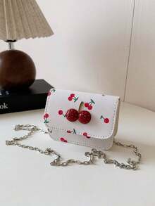 1个PU磁扣时尚个性化甜樱桃迷你方包，可爱零钱包，韩式小众美学链条单肩斜挎包，多种颜色可选，适合日常购物、旅行和聚会使用 - 迷你櫻桃包 - 查看 7