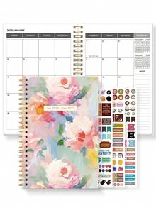 BUBU 2026-2027 学年周计划和月计划本，2026 年 1 月至 2027 年 12 月，6.5 英寸 x 8.2 英寸，软封面，螺旋装订，学校和办公用品，返校季 - 彩色 - 查看 10