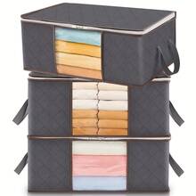 3pcs Foldable Clothes Storage Bags With Reinforced Handles And Transparent Windows - Sturdy Fabric Wardrobe Organizers, Multi-Compartment Underbed Storage Containers For Clothes, Bedding, Seasonal Decor, Under Bed Storage - Multicolor - View 10