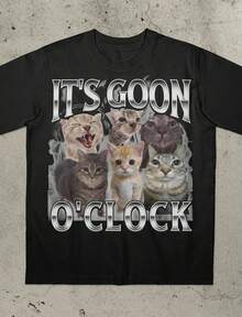 It's Goon O'Clock Cat Shirt, Funny Cat Shirt, Ironic Cat Shirt, Gen Z Shirt, Gooning Shirt, Goon Shi - màu đen - Xem 1