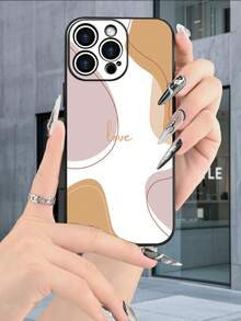 Lujo Ligero, Estilo y Belleza  Geométrico loveGeo Case  Funda de Teléfono de Textura Mate Negra, Compatible con 17PROMAX, 17PRO, 17Air, 17, 16PROMAX, 16PRO, 15PROMAX, 15PRO y Todos los - Negro - Ver 1
