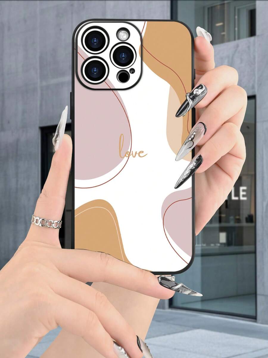 Lujo Ligero, Estilo y Belleza Geométrico loveGeo Case Funda de Teléfono de Textura Mate Negra, Compatible con 17PROMAX, 17PRO, 17Air, 17, 16PROMAX, 16PRO, 15PROMAX, 15PRO y Todos los - Negro - Ver 1