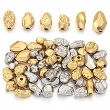 5/10pcs/Pack Stainless Steel Meteorite Irregular Spacer Beads, Non-Fading Titanium Steel Baroque Style Spacer Beads For Bracelets, Necklaces, Jewelry DIY - Meteorite Spacer Beads - View 5