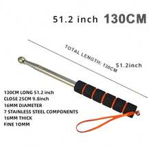 1个可伸缩教学指示杆，不锈钢导游旗杆，带塑料套和户外挂钩，可伸缩范围51.2至71.7英寸，金属结构