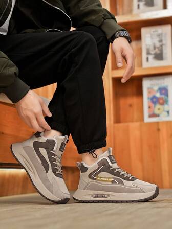 Men's 2025 Winter High-Top Sneakers, Plush Lining, Thick Sole, Warm Cotton Padded, Casual Versatile Shoes