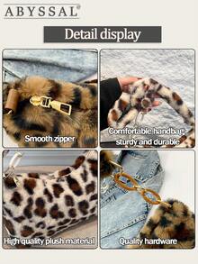 Y2K Retro Plush Faux Fur Shoulder Bag - Pink Leopard Print Fashion Statement Piece, Convertible Top Handle Crossbody Bag For Women,Y2K Aesthetic Fuzzy Leopard Handbag | Compact Spacious Underarm Shoulder Bag Taupe Brown - Everyday Essential ,New Arrival Hollow Out Totes Bags For Women Large Capacity Straw Woven Handbag Shoulder Bag Vintage Travel Beach Bag Shopping Pack Beach Bag School Bag, Back To School Backpack, Large Capacity, Laptop Compartment, Luggage Strap Design, Portable, Classic Suitable For Teen Girls Women Perfect For Back To School, First Day Of School, Middle School, High School, Outdoor The Christmas Season, Christmas Market Bag [US Local Warehouse] - 彩色 - 查看 5