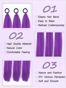 شريط مطاطي للباروكة الاصطناعية ، شعر ضفيرة بنفسجي 25 بوصة ، طقم من 3 قطع من امتدادات الشعر البنفسجي للضفائر ، مناسب للاستخدام اليومي والتجمعات للنساء ، أربطة شعر مطاطية ، حاملات ذيل الحصان ، مطاطات الشعر ، أربطة مطاطية للشعر ، سكرانشيز ، حبال الشعر