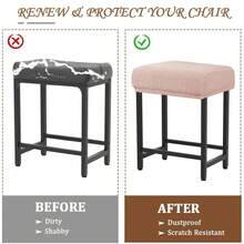 Levoberg Bar Stool Cover Rectangle Stretch Counter Height Barstool Slipcovers Rectangular Vanity Stool Cover Kitchen Counter Saddle Seat Cover For Wooden Metal Bench Set Of 2 Khaki,2Pack,Khaki - 卡其色 - 查看 5