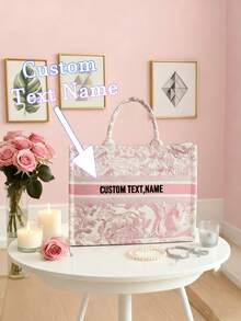 1pc Custom Appreciation Tote Bag - Personalized Canvas Beach & Shopping Bag With Monogrammed Name, Foldable & Lightweight, Machine Washable Bags Ladies,Multifunction,Versatile,Large Capacity,Lightweight,Functional,Practical,All-Purpose,Colorful,Cute,Adorable,Contracted,Funny - Multicolor - View 11