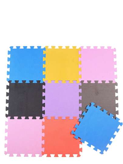 4片装防滑EVA泡沫互锁地垫 - 耐用、防水、可裁剪、可折叠，适用于家庭健身房、游戏室和户外使用，多种颜色可选