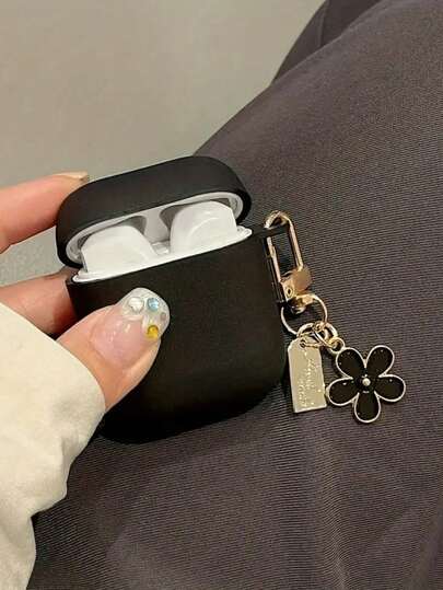 樱花纯黑耳机保护套，适用于所有型号（1代、2代、3代、Pro、Pro 2、Pro 3），防刮擦