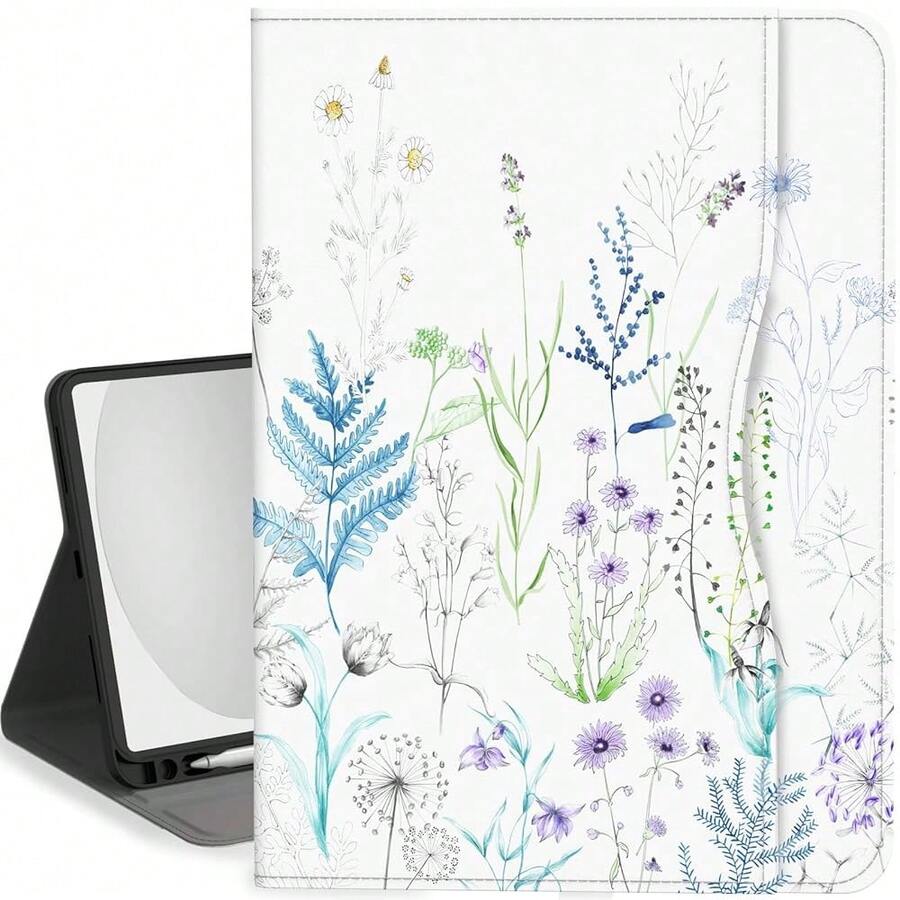 Case For IPad (A16) 11th Generation 11 Inch 2025, IPad 10th Generation Case 10.9 Inch 2022 Kickstand Auto Sleep Cover With Pencil Holder & Pocket, Blue Flowers,BlueFlowers - BlueFlowers - View 1