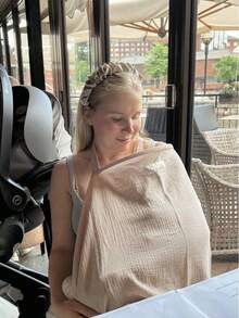 Manta para Amamantar Bebe, Manta de Lactancia Hipoalergenico Privacidad y Transpirable, Funda de Lactancia con Correas Ajustables, Manta Lactancia para Asiento de Automóvil, Silla Alta (Caqui) - Amarillo - Ver 10