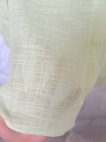 Women's Long-Sleeved Linen Shirt - 青檸色 - 查看 3